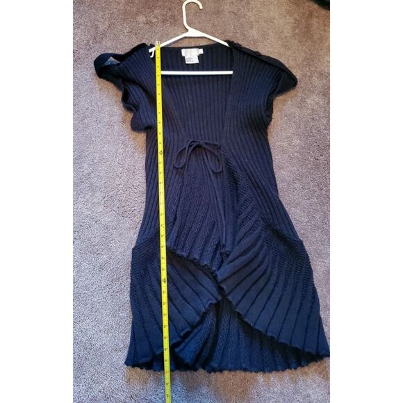 Adore  Flattering Cardigan Sweater Vest Tie Front Dark Gray Size L - Picture 6 of 6